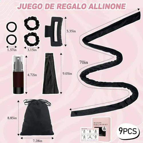 9 Piezas Rulos De Ondas Para Cabello Rizado Sin Calor, Tubo