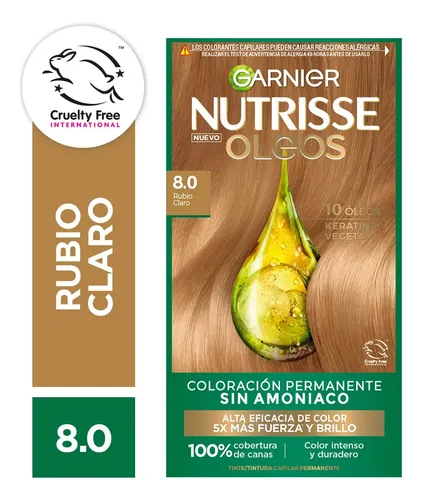 Kit Tintura Permanente Nutrisse Oleos 8.0 Rubio Claro 160ml