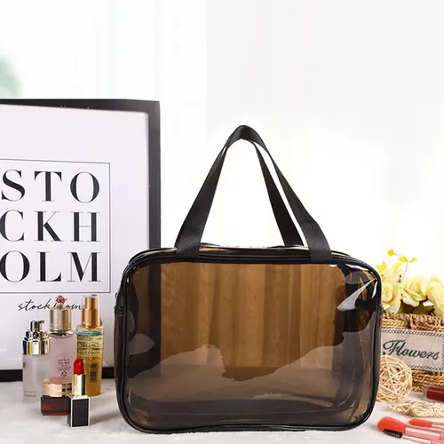 Bolsa De Maquillaje Organizadora Impermeable Pvc Café