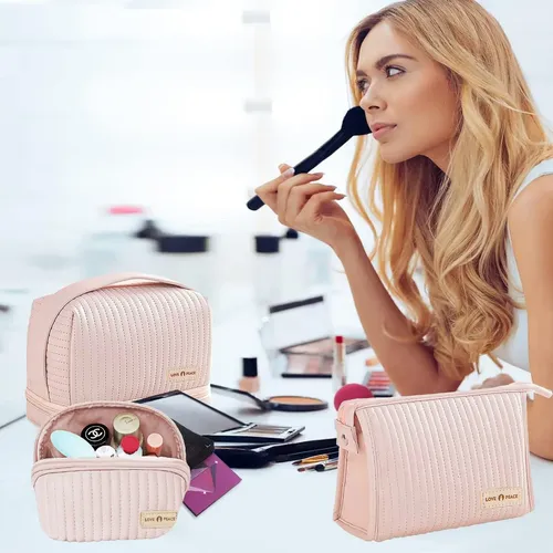 Neceser De Viaje Para Maquillaje, Estuches Y Bolsa 3 Piezas