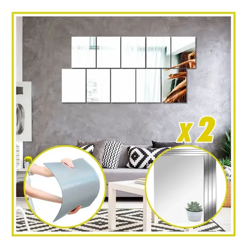 Pack X2 Espejos Rectangulares Acrílicos Autoadhesivos 30×40 Marco Sin Marco