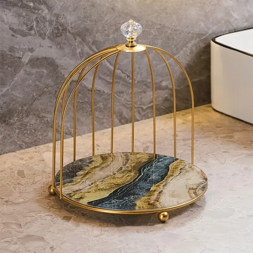 – 2x Jaula De Pájaros De Hierro Organizador De Maquillaje =