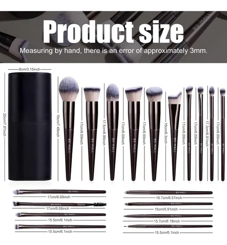 Set De Brochas De Maquillaje Bs-mall 18 Unidades Coffee