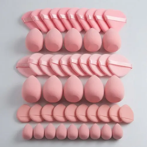 Set Esponjas Y Borlas Maquillaje O.two.o Beauty Blender Rosa