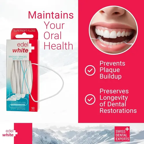 Hilo Dental Blanco Suave Con 50 Pasahilos Para Ortodoncia Sin Sabor