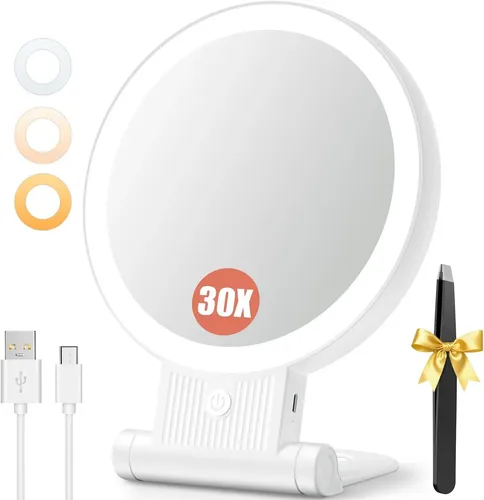 Espejo De Aumento Auxmir 1x30x Con Luz De Doble Cara