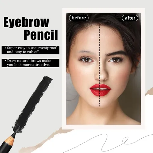 Lápiz De Cejas Y Delineador Negro Go Ho 12 Piezas
