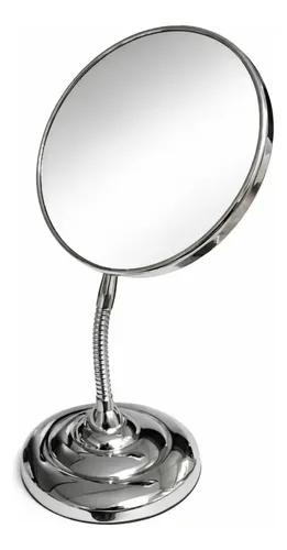 Espejo Redondo De Pie Flexible 5x Aumento Cromado Gradom