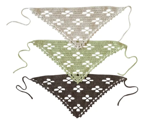 10 Bandanas Tejidas X Mayor Lote Crochet Algodón Pañu
