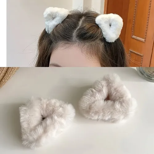Broches De Peluche For Cabello Orejas De Gato Marrón