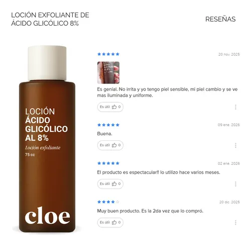 Loción Exfoliante Antimancha Con Ácido Glicólico Cloe 75 Ml