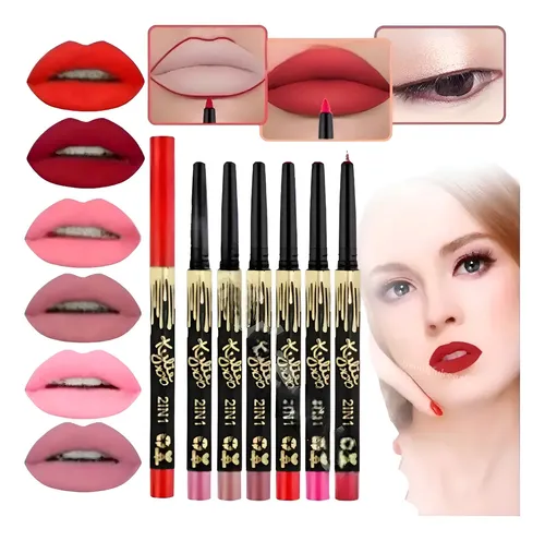 Set 6 Delineadores Labios Crayon Retractil 6 Colores