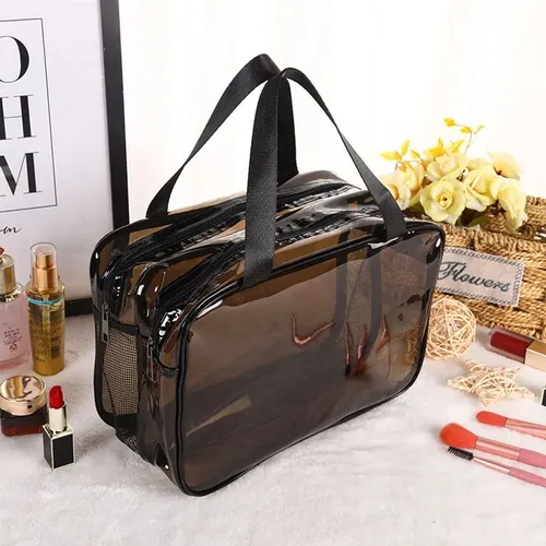 Bolsa De Maquillaje Organizadora Impermeable Pvc Café