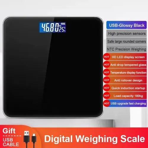 Bascula Digital Personal Inteligente Usb Recargable 180 Kg
