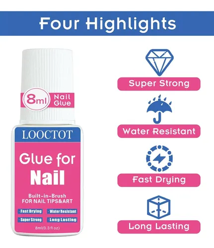 Pegamento Para Uñas Postizas Con Pincel 8ml X2 Fuerte