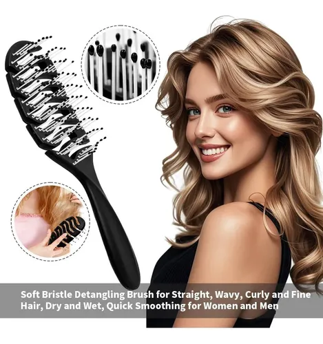 Cepillo Desenredante De Cabello Con Cerdas Suaves Y Diseño