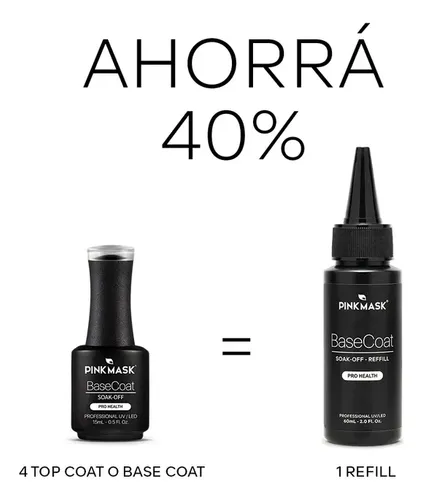 Pink Mask Refill Pack X2 Top Coat Y Base Coat 60ml Repuesto
