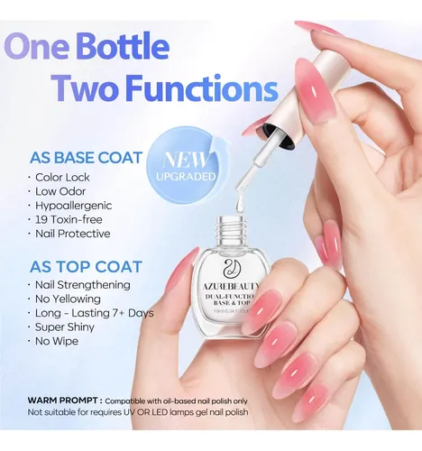 Base Y Top Coat 2-en-1 Azurebeauty Transparente (secado