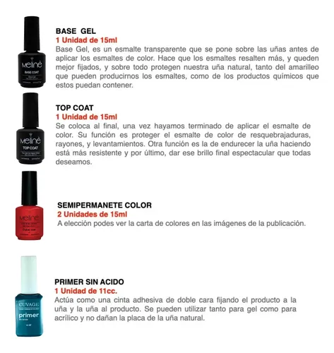 Kit Inicial X14u Meline Manicuria Esmalte Semi Cabina Led Uv