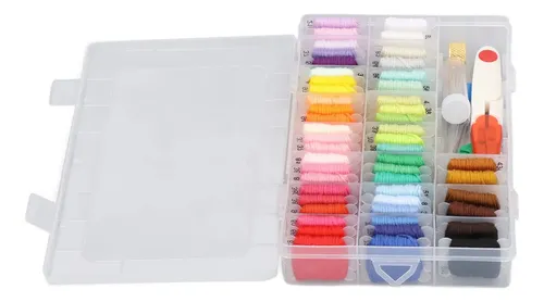 Kit 50 Hilos De Punto De Cruz Con Caja Y Agujas, Bordado Man