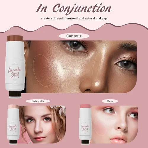 Hellokiss Barra Doble Contorno Iluminador Rubor Facial Larga