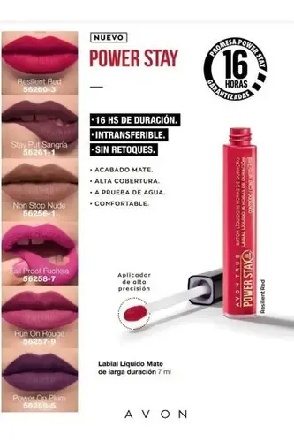 Avon Labial Liquido Power Stay Mate Color Dynamite Cherry
