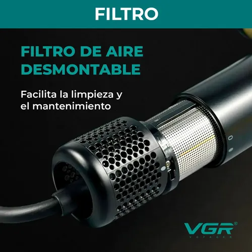 Secador De Pelo Profesional Vgr V-441 1400w 4 Temperaturas Negro Y Dorado