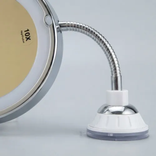 Espejo Redondo Maquillaje 10x Con Luz Led Y Soporte Flexible