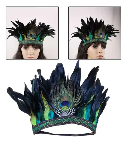 Diadema India Con Plumas, Accesorios Para Disfraz, Para Adul