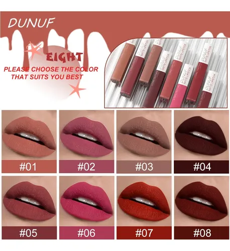 Labiales Líquidos Mate Larga Duración Dunuf X8 01