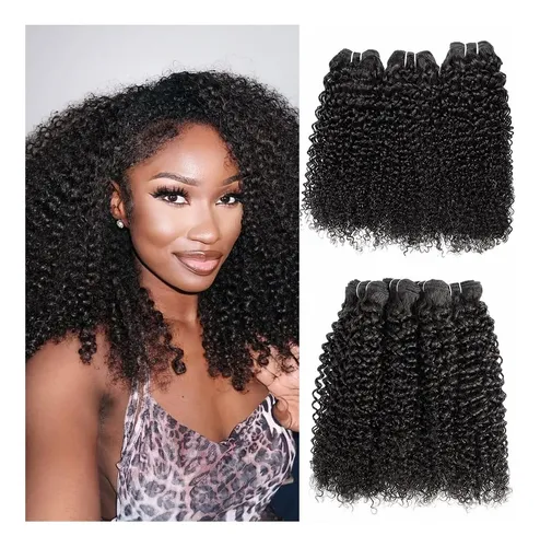Cabello Rizado Humano 3 Mechones 16-18-20p Pulgadas 100%