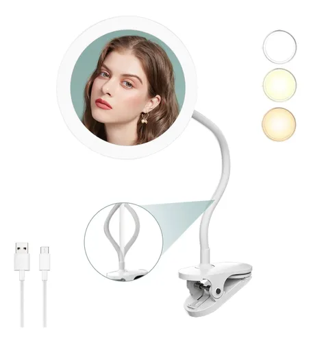 Espejo De Maquillaje Tushengtu Con Aumento 10x Y Luz, 16.5 C