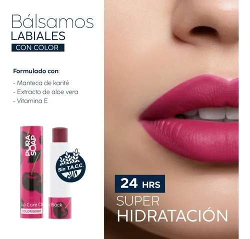 Bálsamo Labial Hidratante Con Color Blackberry Pura Soap