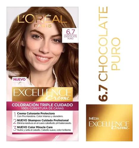 Kit Tintura Permanente L’ Oréal Paris Excellence Creme 6.7 Chocolate Puro