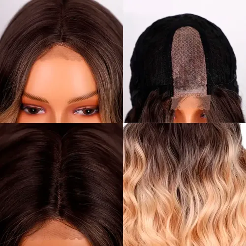 Peluca Larga Símil Natural Orgánica Ondas Lace Front Premium Tamaño De La Base Universal Con Regulador Tono Nyl2370-rl4-24d
