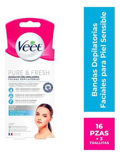 Bandas De Cera Depilatoria Veet Facial Sensible 16 Unidades