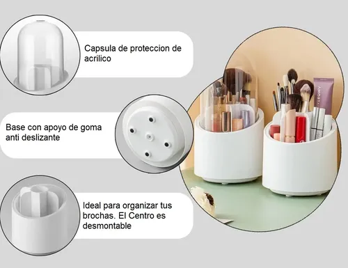 Porta Brocha Giratorio 360 Capsula Pinceles Maquillaje Orden