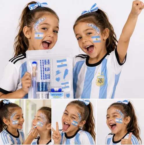 Glitter En Gel Argentina Mundial Kit Mini Maquillaje Glitter
