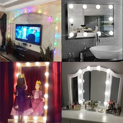 Espejo De Maquillaje De 3 Modos De Colores, Luz Led Con Aten
