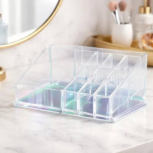 Organizador Grande Acrílico Tornasolado Para Maquillaje
