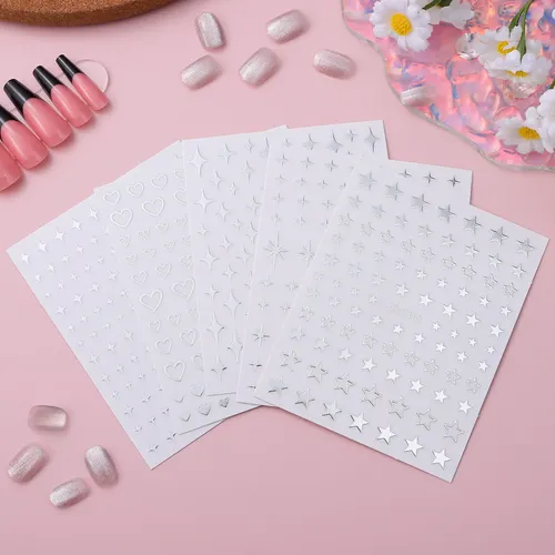 5 Hojas De Pegatinas Autoadhesivas Para Decoración De Uñas C