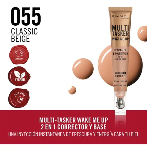 Base y Corrector 2 En 1 Classic Beige 055 Multitasker Wake Me Up Rimmel London