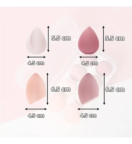 8 Esponjas Maquillaje Huevo Lavables Rosa Mediana Rosa Mediana