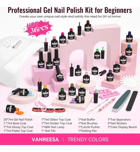 Kit Esmalte Gel Vanreesa 36 Pzs Lámpara Uv 48w