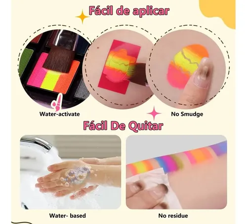 .mx Maquillaje Corporal Base Agua Kit Con Pintacarita 26/