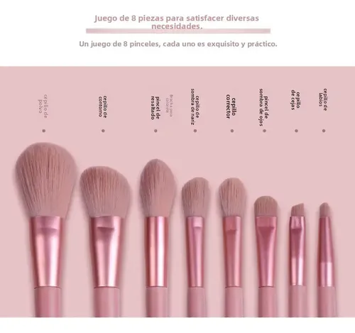 Set Brochas Maquillaje Estuche Viajero Pinceles Profesional