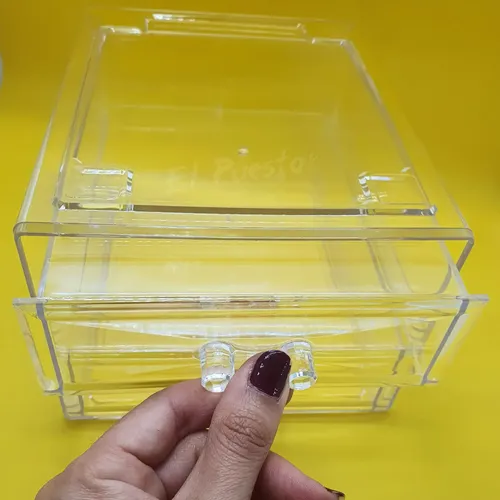 Organizador Acrílico 2 Cajones Transparente Maquillaje Joya