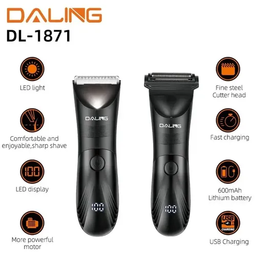 Cortadora de Pelo Daling 1871 Inalámbrica para Barba y Cuerpo con Pantalla Digital