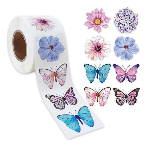 500 Pegatinas Con Forma De Flor Y Mariposa Para Manualidades