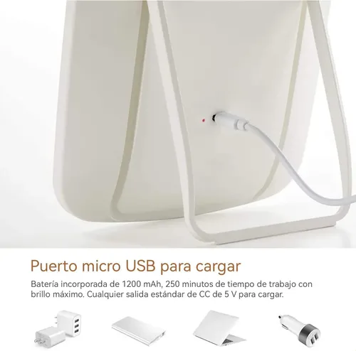 Espejo Maquillaje Con Luz Led Y Espejo Pequeño 10x Aumentos